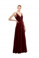 Affordable Faux Wrap V-Neck Sleek Long Velvet Prom Dress