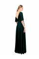 Affordable Deep V-Neck Flutter Sleeves Long Velvet Wrap Prom Dress