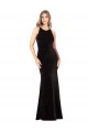 Affordable Vintage Velvet High Neck Prom Dress with Strappy Back