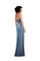 Affordable Strapless Velvet Maxi Prom Dress with Draped Skirt