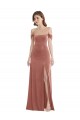 Affordable Off the Shoulder Flounce Sleeve Velvet Maxi Prom Dress & Pockets