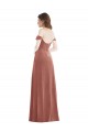 Affordable Off the Shoulder Flounce Sleeve Velvet Maxi Prom Dress & Pockets