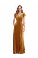 Affordable Cap Sleeve Faux Wrap Velvet Maxi Prom Dress with Pockets