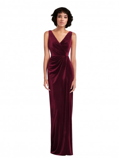 Affordable Draped Skirt Faux Wrap Velvet Maxi Prom Dress