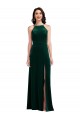 Affordable Velvet Halter Maxi Prom Dress with Front Slit & Pockets