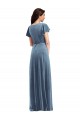 Affordable Flutter Sleeve Velvet Wrap Maxi Prom Dress with Pockets