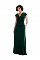 Affordable Cowl Neck Cap Sleeve Velvet Maxi Prom Dress with Pockets