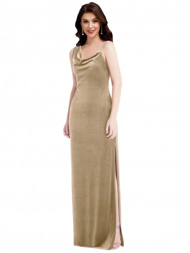 Affordable Asymmetrical One Shoulder Velvet Maxi Slip Prom Dress
