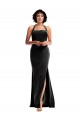 Affordable Empire Waist Stretch Velvet Prom Dress with Halter Strap