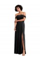 Affordable Off the Shoulder Drapped Sleeves Stretch Velvet Prom Dress