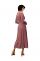 Affordable Long Sleeve Velvet Faux Wrap Midi Length Prom Dress
